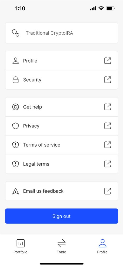 Access Additional Settings in the Alto Crypto IRA App